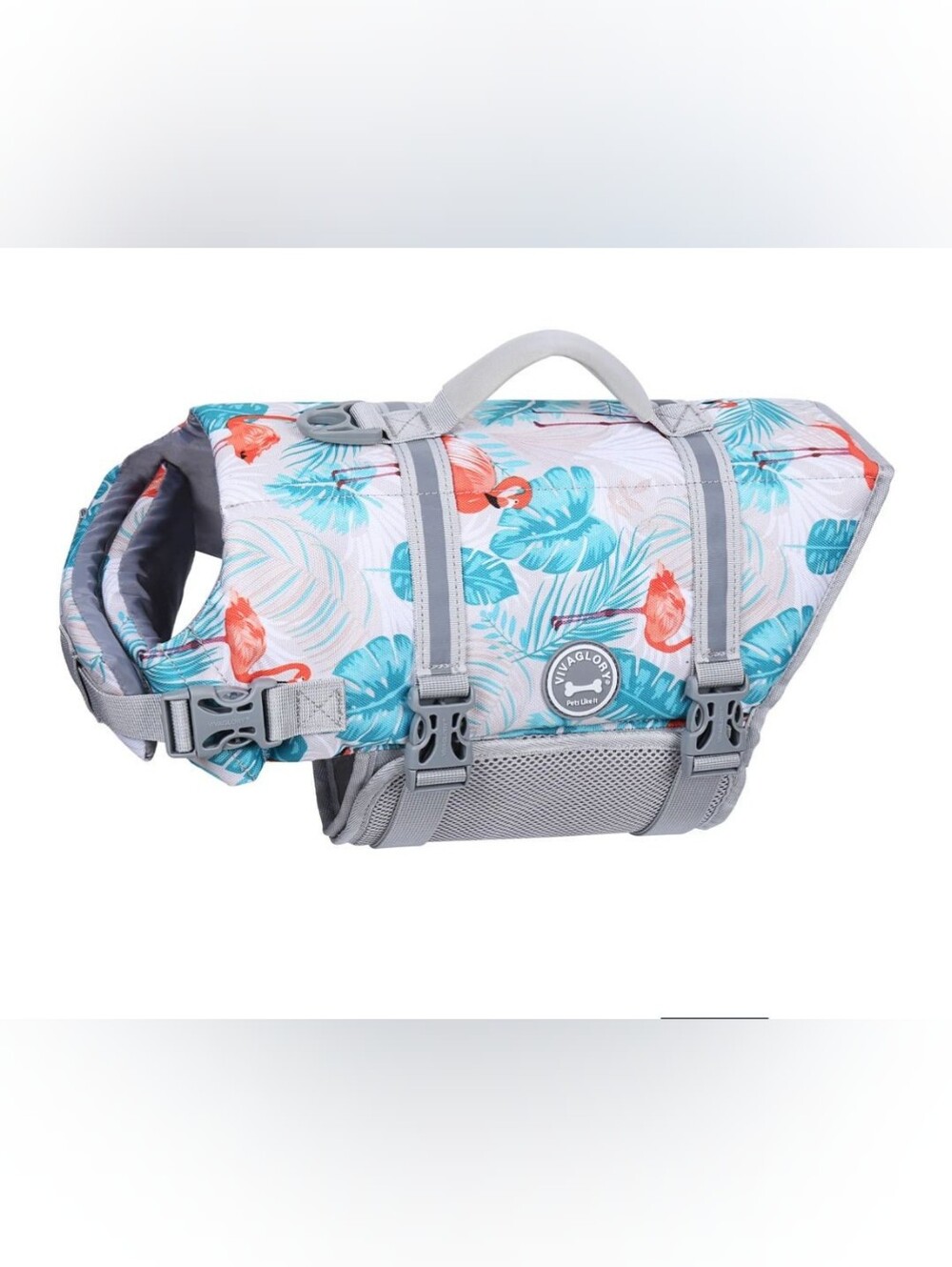 VIVAGLORY Dog Life Jacket Vest Size Small Flamingo Tropical Print NWT